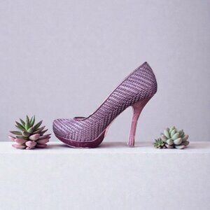 🌟 RARE FIND Joan & David 'Daralynn' Basketweave Platform Stilettos - Size 8.5